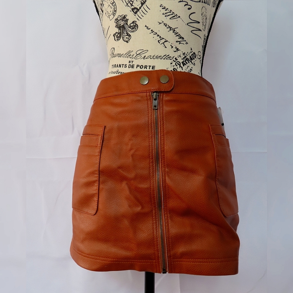 {{Free People}} Brown Leather Miniskirt